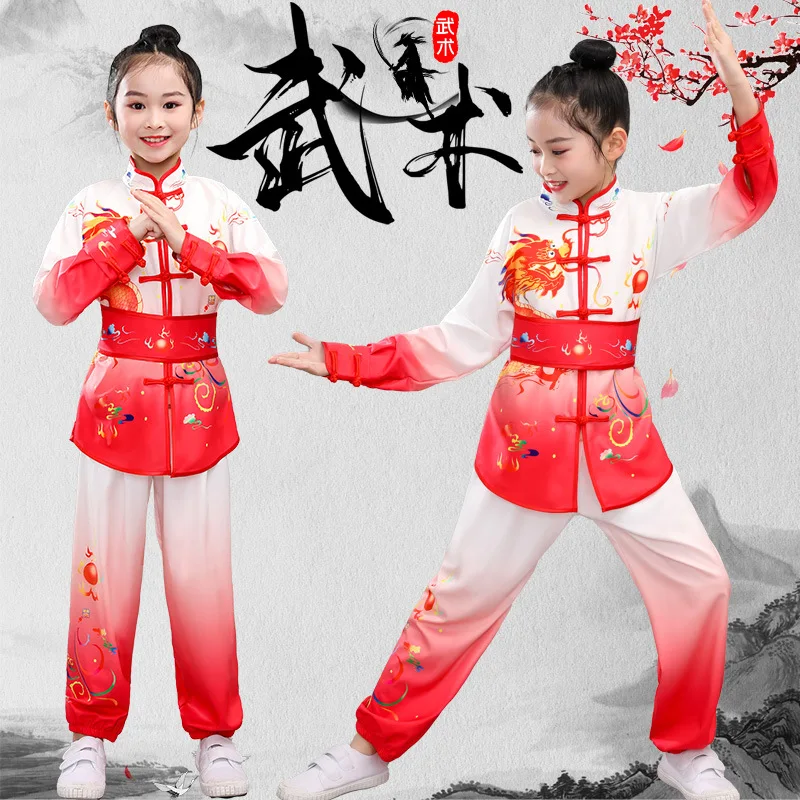 Martial Arts Costumes male and female children show training kung fu group competition clothing summer and autumn
