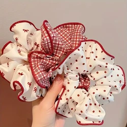 Set of Minimalist Floral and Polka Dot Hair Scrunchies - Stylish Elastic Fabric Hair Ties (3 Pcs set2)