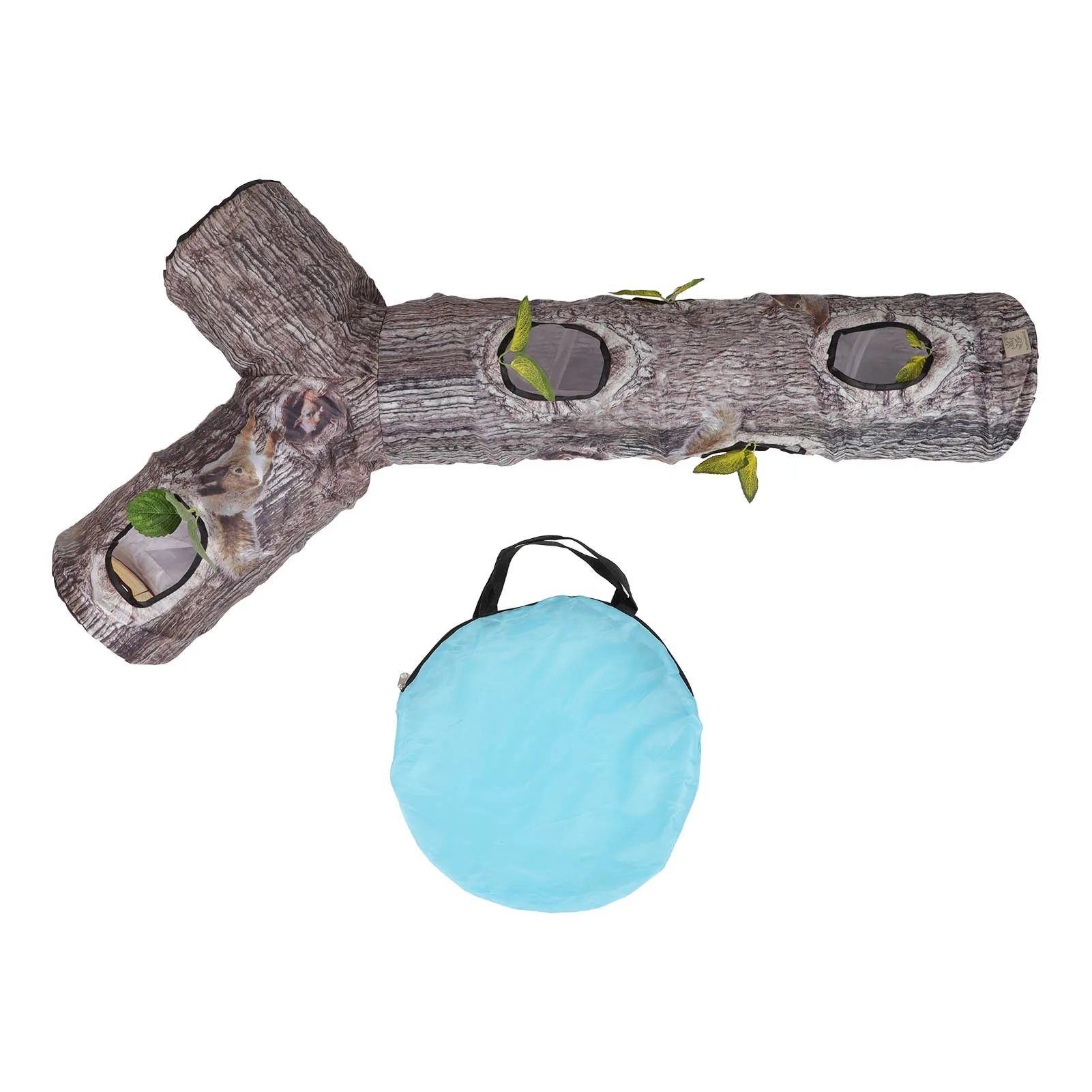 Tubo interativo para gatinho, lavável, realista, grão de madeira, para filhotes, coelhos, gato, túnel para animais de estimação