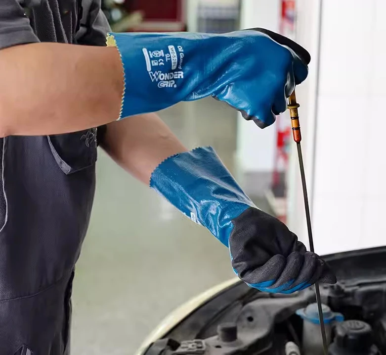 Oil Resistant Work Gloves Nitrile Fully Dipped Long Cuff Gas Anti Biotic Slip Waterproof Acid-base Chemical Proof work gloves nitrile gloves protective gloves
