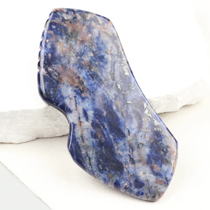 Sodalite New Shape Gua Sha Tool Face Massager Skin Care Neck Body Sawtooth Scraping Board Beauty Product 3