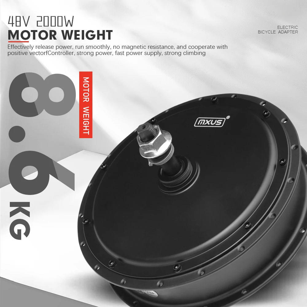 MXUS 브랜드 전기 자전거 모터 48V 2000W 전후방 브러시리스 기어리스 허브 모터 휠 드라이브 (전기 자전거 개조 키트용)