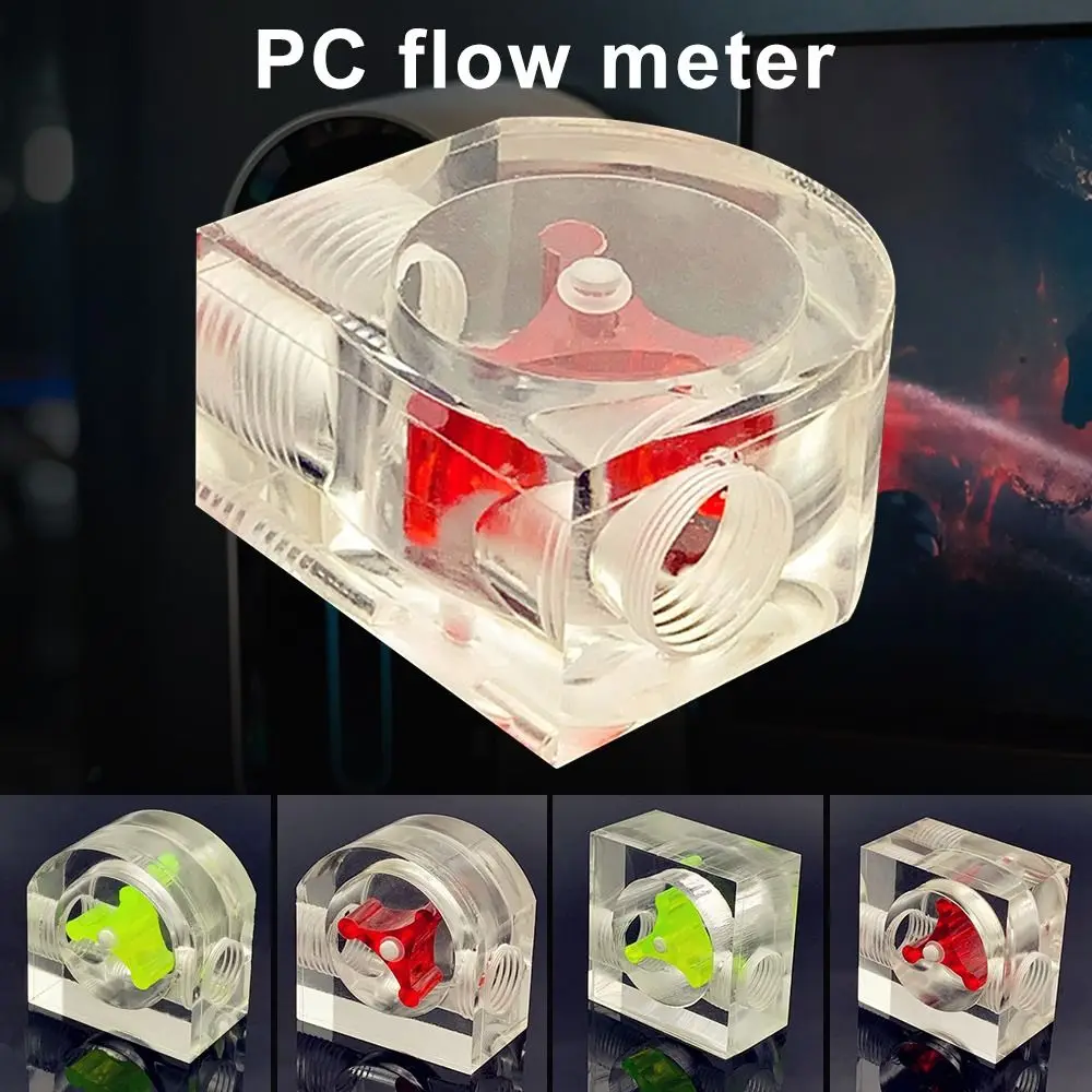 Water Flow Meter Digital Turbine Flow Meter Turbine Flow Meter Flow Meter 2 Way G1/4 Thread Polished Surface Office Measuring Tools For PC Water Cooling Easy Install Acrylic Indicator