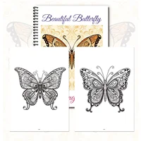 1 шт. книги для рисования, элегантная замысловатая красивая спиральная книжка-раскраска на бабочке, для детальных моментов раскрашивания природы — изображение 2