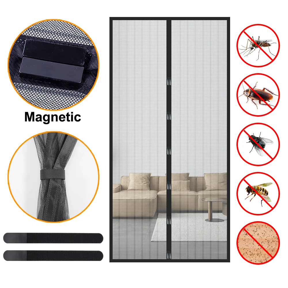 

Magnetic Buckle Screen Door Curtain Anti-Mosquito Net Fly Insect Screen Mesh Automatic Closing Door Magic Kitchen Screen Mesh