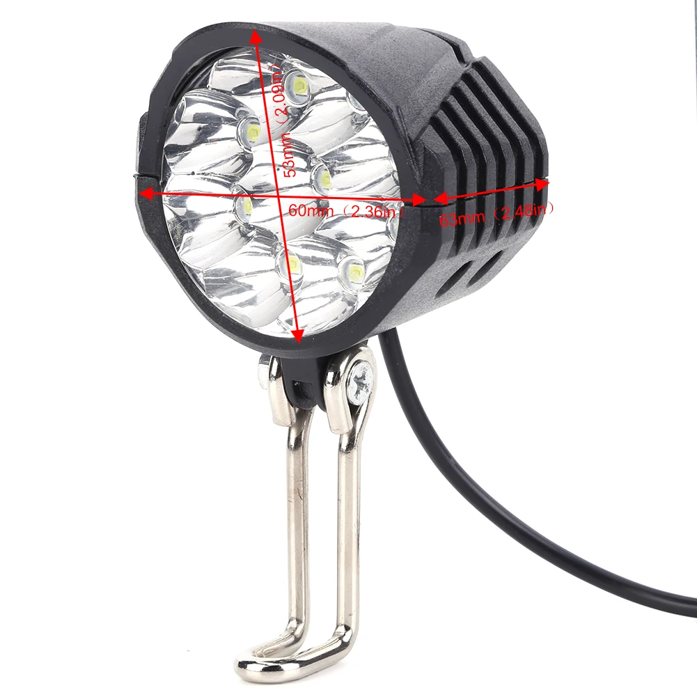Electric Scooter Accessories Electric Bike Accessories Electric Bike Lights 36V 48V 60V Electric Bike Headlight Horn 18W 9 LED Electric Scooter LED Front Light Waterproof Motorcycle E-Bike Flashlight