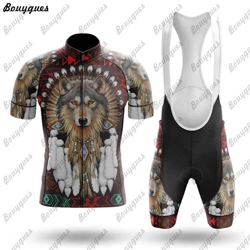New Wolf Men Cycling Jersey Set Summer Cycling Clothing MTB Bike Clothes Uniform Maillot Ropa Ciclismo Bicycle Suit
