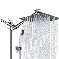 Bathroom Shower Set With Diverter Extension Rod 8 Inch Stainless Steel Handheld Showerhead And Rain Head Combo 1