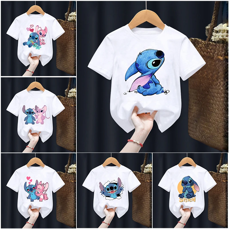 

Disney Lilo Stitch Children T-Shirt Kawaii T Shirt Anime Cartoons Children Casual Clothes Tee Shirt Kid Girl Boy Fashion Y2K Top