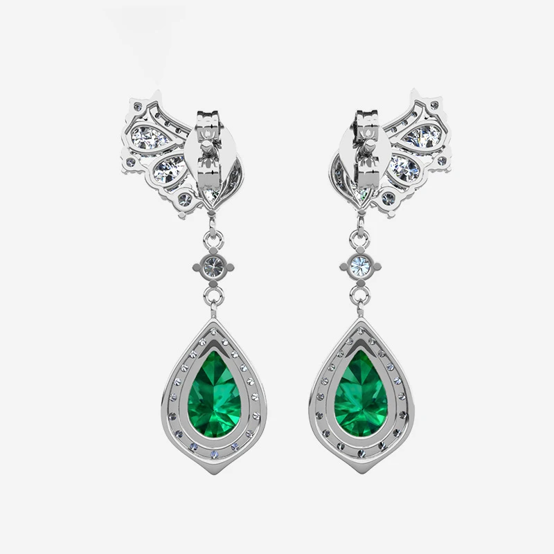 TBCYD 6*9MM Pear Cut Moissanite Dangling Earrings for Women Silver 925 Sparkle Wing-Shaped Luxury 18k plated Engagement Jewelry