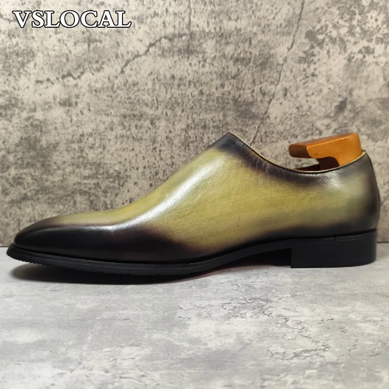 Italian Men's Oxford Polishing Mixed Colors Pointed Toe Casual Mens Dress Shoes Lace Up Wedding Office Leather Shoes Men 5