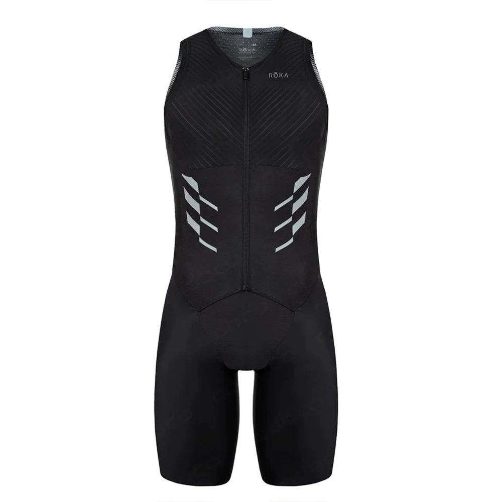 여름 ROKA 트라이 애슬론 Skinsuit 남성용 짧은 소매 스타킹 사이클링 슈트 MTB Ropa Ciclismo Elastic Bike Running Swimming Bodysuit