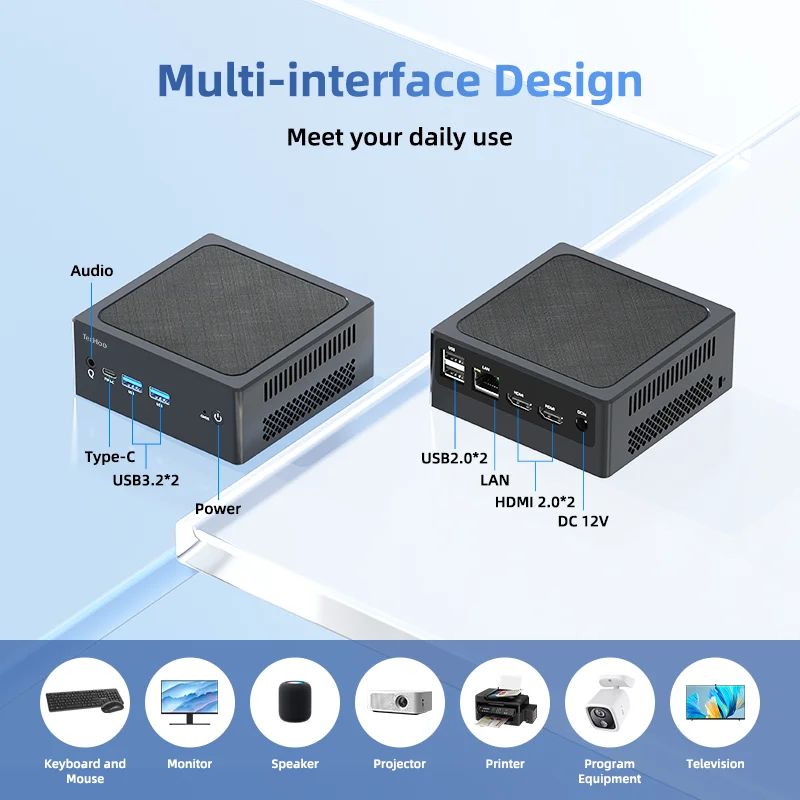 TexHoo Mini PC Intel N100 Windows 11 Pro Supports up to 16GB DDR4