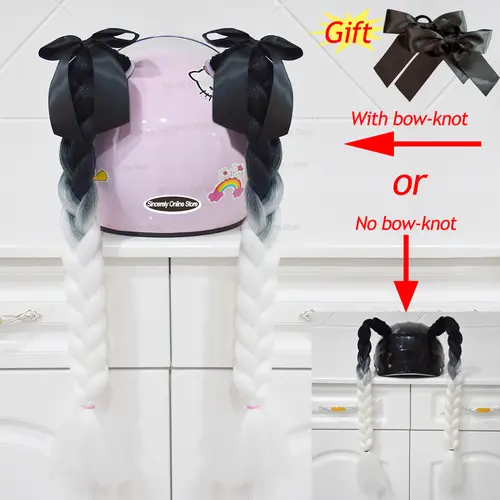 2pcs Quality Braids For Motorcycle Helmet Ponytail Sucker Braids Wig For Woman Helmet Decor Ears Twist Accessories 164 Colors - Image 26
