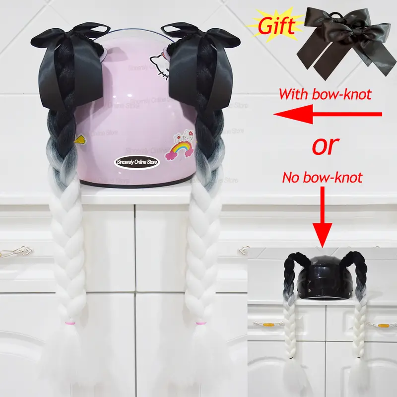 2pcs Quality Braids For Motorcycle Helmet Ponytail Sucker Braids Wig For Woman Helmet Decor Ears Twist Accessories 164 Colors - Image 26
