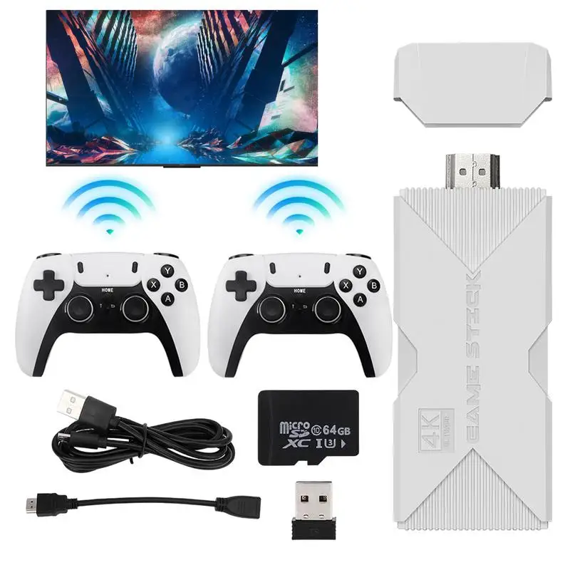 Console Per Videogiochi Retrò Tv 4K Gamepad Wireless Portatili Console Per Videogiochi Controller Da 2.4 Ghz Game Stick Plug And Play