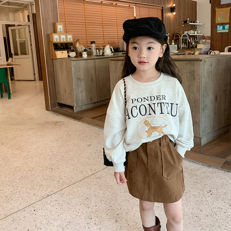 

Autumn boys and girls cartoon letters sweatshirts unisex children round neck loose Hoodies Tops
