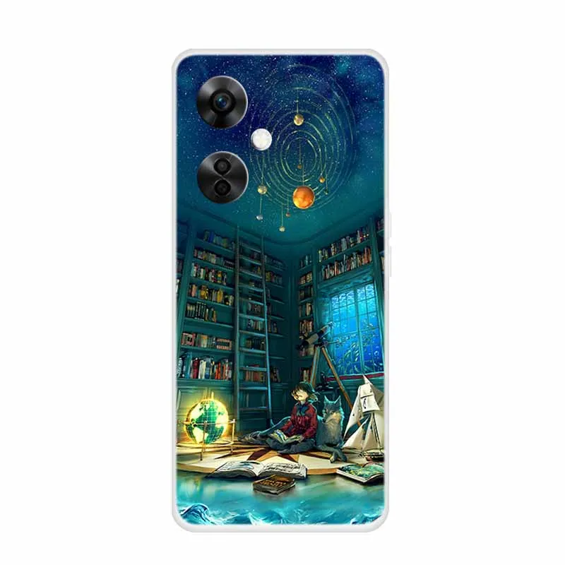 Clear Wolf Design Soft TPU Silicone Phone Cover - Transparent Etui for OnePlus Nord CE 3 Lite