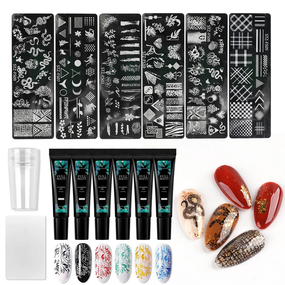 14pcs/set Nail Art Stamping Plates Gel Nail Polish Stamp Stencil