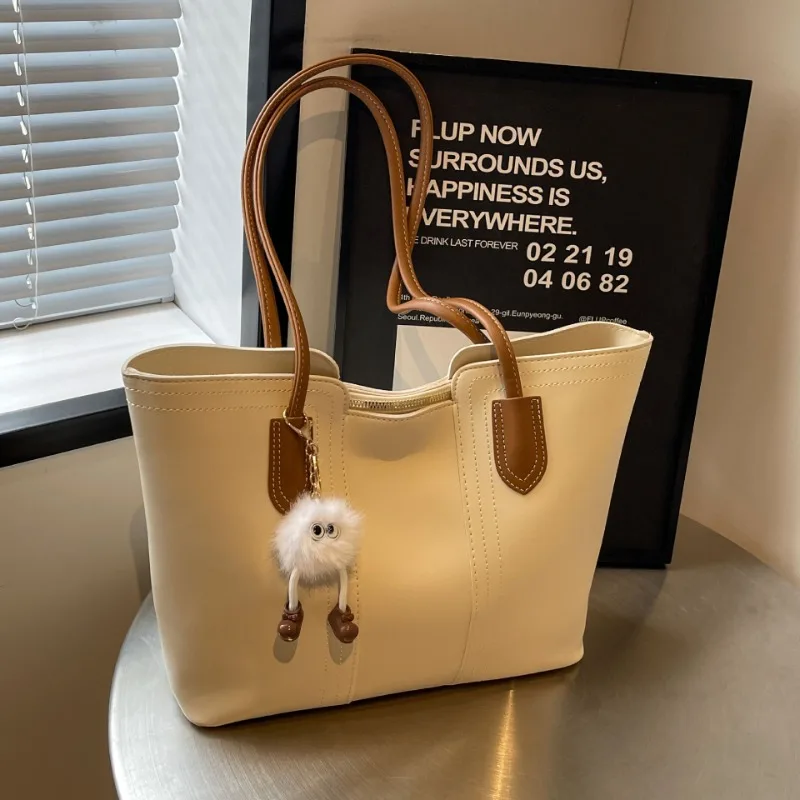 Leisure Large Capacity Bag for Women, Simple Handheld Tote Bag, Versatile Commuter Shoulder Bag, New Trend, 2024 spring single shoulder bag female 2020 new net red envelope female large capacity simple wild fashion shopping tote bag