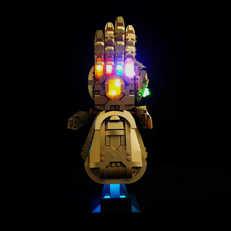 Miniso Marvel Avengers Ironman NANO Thanos Infinity Gauntlet Lighting Bricks Hand Glove Stones LED KIT Toys Building Blocks Gift