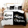 Black And White Duvet Cover Set King And Queen Bedding Set For Couple Romantic Valentine's Day Presents Polyester Duvet Cover 1