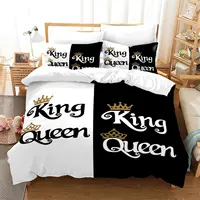 Black And White Duvet Cover Set King And Queen Bedding Set For Couple Romantic Valentine's Day Presents Polyester Duvet Cover 1