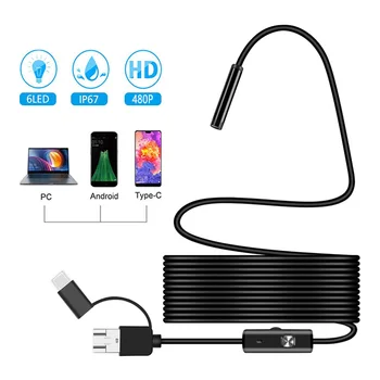 3In1 Endoscope Camera Mini Snake Sewer Industrial Piping Borescope Car Inspection Endoscopic For Pc Usb Android Type C 1