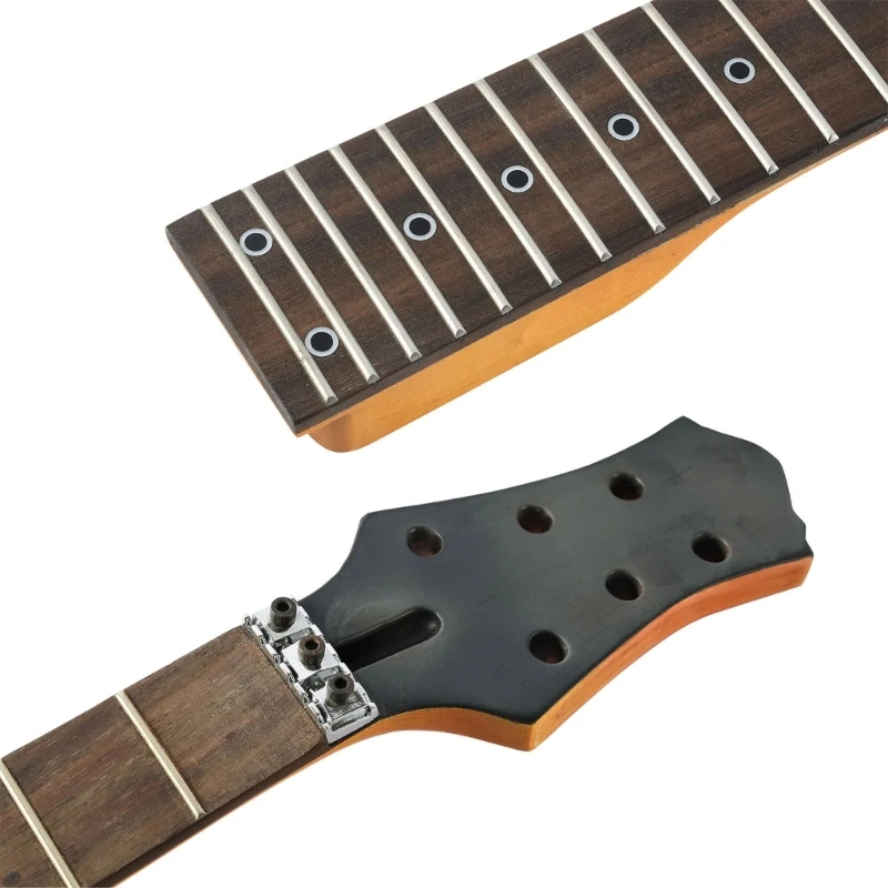 Unfinished Electric Guitar Neck Maple Body 24 Fret Guitar Neck Replacement Guitar DIY Repair Parts Rosewood Fingerboard