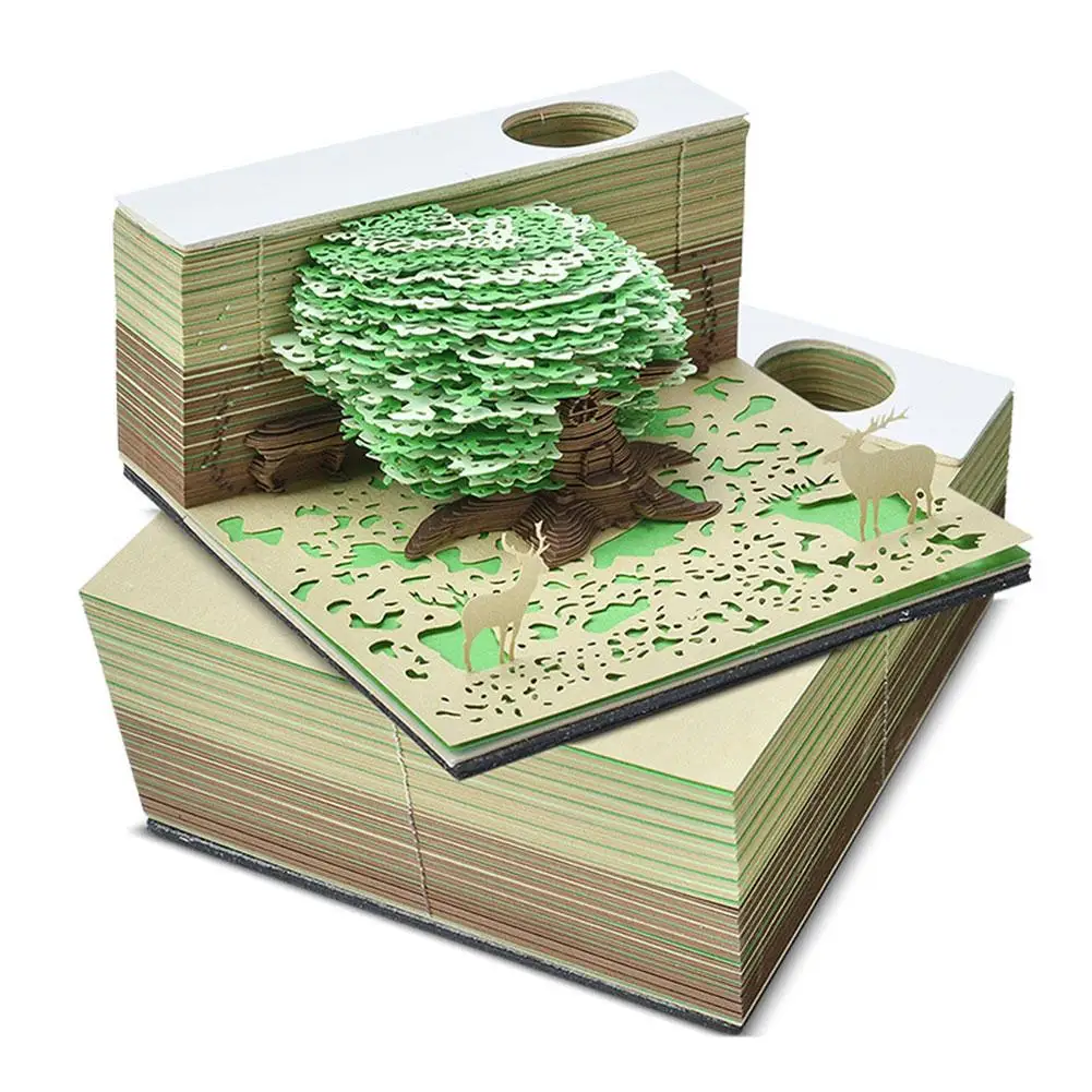 Jungle Secret 3D Creative Pad 3D Tree Tear Gradual Offices Christmas Paper Beautiful Birthday Notes Note Gift Friends Z2O9