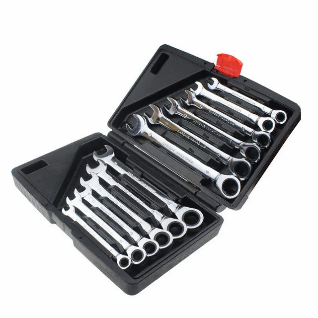 

Set of 12pcs Car Repair Tools 8-19mm Fixed Head Combination Ratchet Wrench Torque Spanner Double Offset Ratchet Ring Wrench Kit