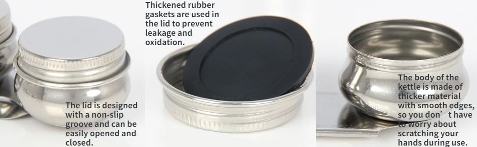 Edelstahl Single/Double Dipper Palette Cup Ölbehälter Farbe Megilp Turpentine Solvent Container mit Schraubverschluss Art.-Nr – Detail 2