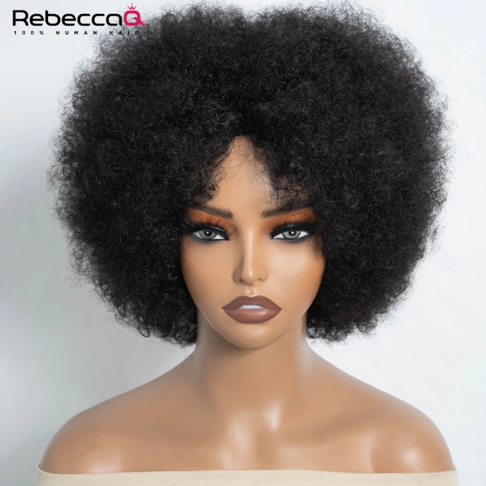 QVR 짧은 아프로 곱슬머리 가발, 흑인 여성용 QVR 아프리카풍 푹신하고 부드러운 오렌지색 자연스러운 아프로 곱슬머리 가발