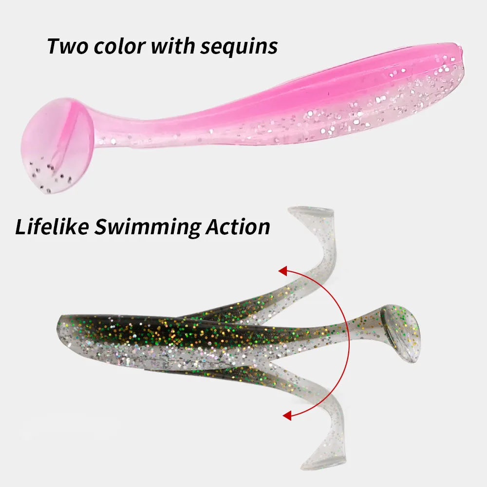 30pcs 5cm 1g Soft Plastic Fishing Lures Paddle-Tail Silicone Artificial Baits Pesca Wobbler Pike Perch Trout Bass Lure