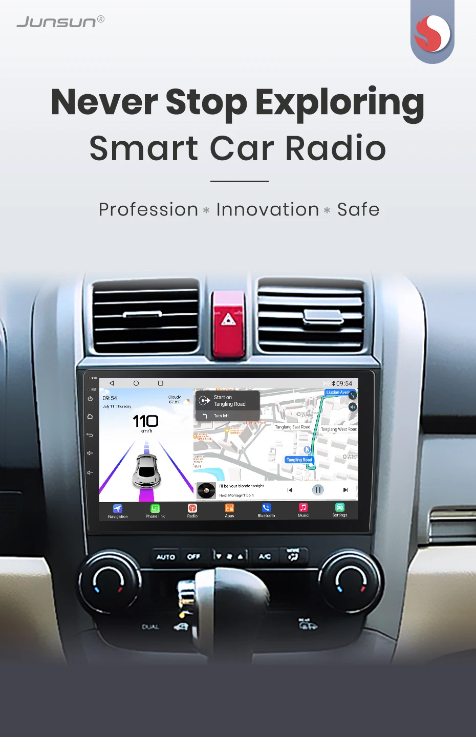 Junsun Qualcomm chip 8-Core Android13 Auto Radio Für Honda CR-V 3 RE CRV 2007-2011 drahtlose CarPlay Autoradio HD Bildschirm Multimedia – Detail 2