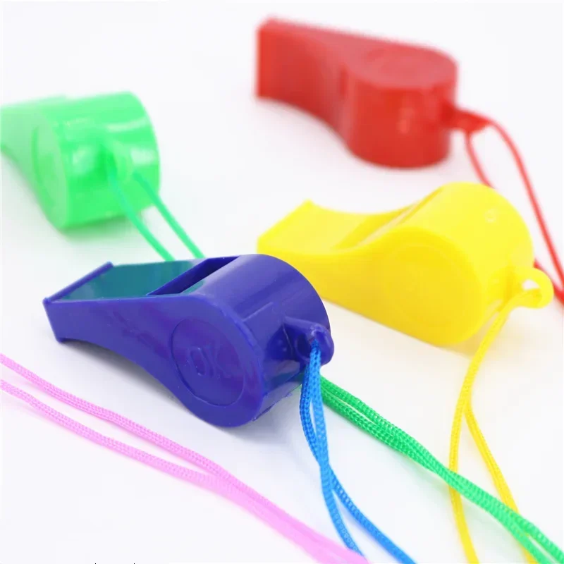 Whistle Toys Party Toys 10/1pcs Mini Plastic Whistle with Rope Children Toys Kids Football Soccer Rugby Cheerleading Whistle Birthday Party Supplies