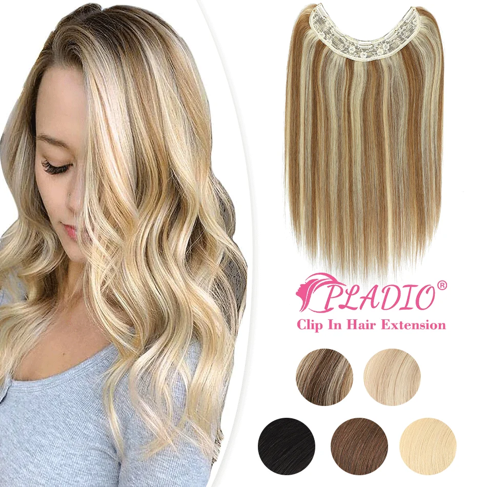 

V Shape Clip In Hair Extensions Human Hair Straight Brazilian Remy Natural Clip In Hairpiece 14"-28" One Piece Clip On 80G-140G