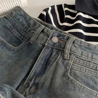 2024 Spring New Women High Belt Anti-exposure Short dress Retro Dark Fashion Solid color Short A Word Denim Skirt - Image 5