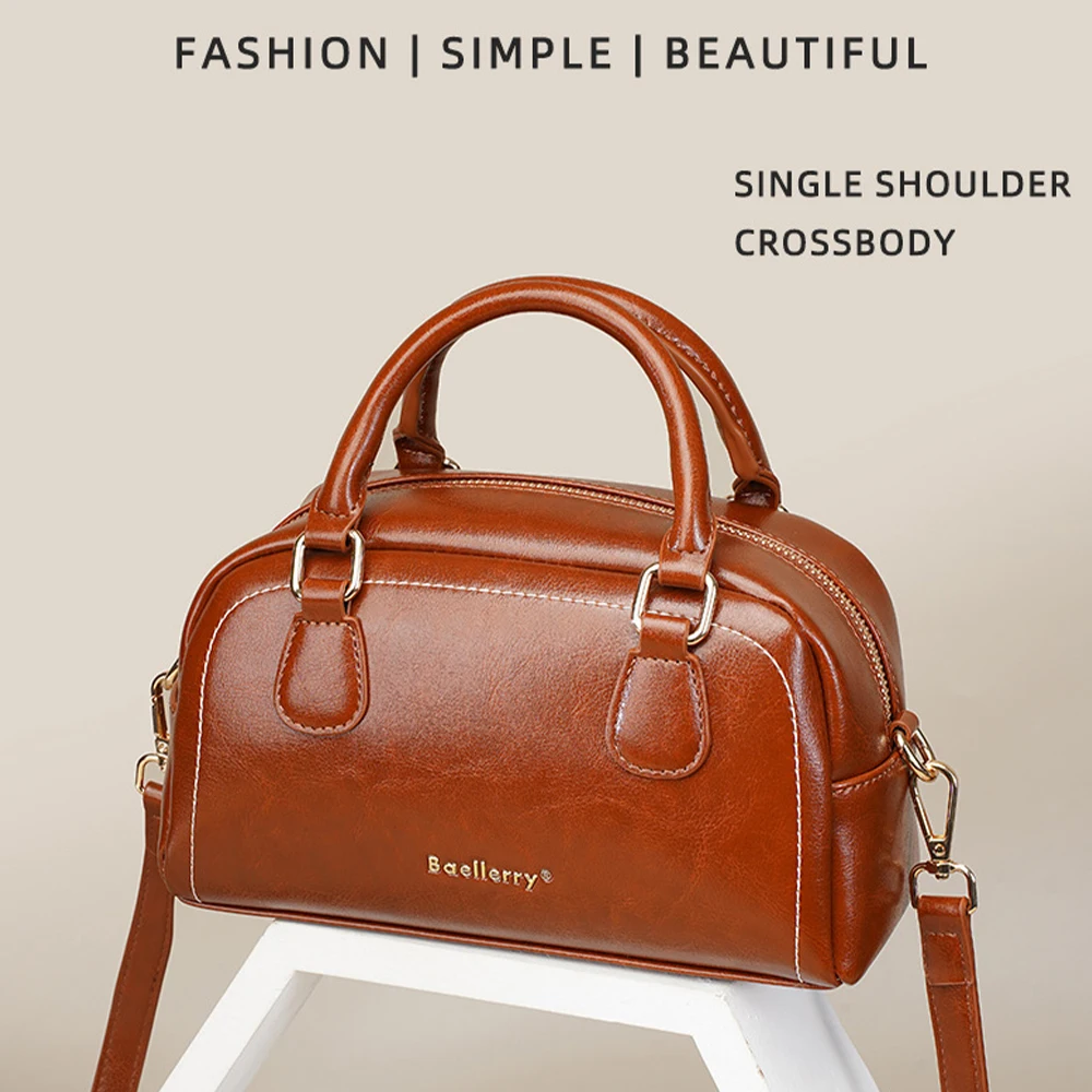 1Pcs Large-Capacity Women's Handbag, Multi-Compartment Boston Women's Bag, Portable and Wear-Resistant Shoulder Bag, Can Hold Mobile Phones and Cosmetics, Commuter Travel Shopping Bag