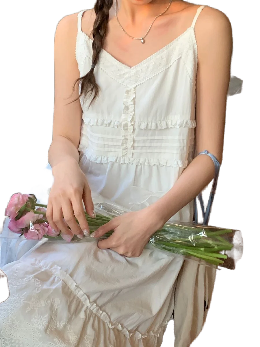 

Plus Size Heavy Tie Adjustable Halter Dresses White Loose Long Women Dresses Spring Summer 2024 Fashion Trend Elegant Feeling
