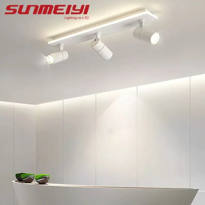 Led Track Lighting Fixture Ceiling Light 19/30/40W Spotlight Living Room Dining Room Black White Acrylic Dimmable Clothing Store