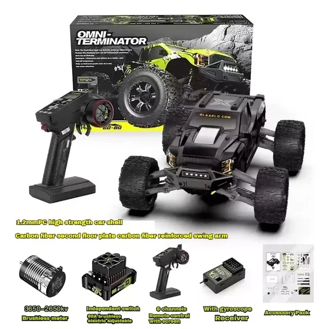 RLAARLO RC Cars RZ001 Monster Truck Omnipotent Terminator 4WD 1:10 Brushless Electric Off Road RC Model Toy Car Christmas Gift 1