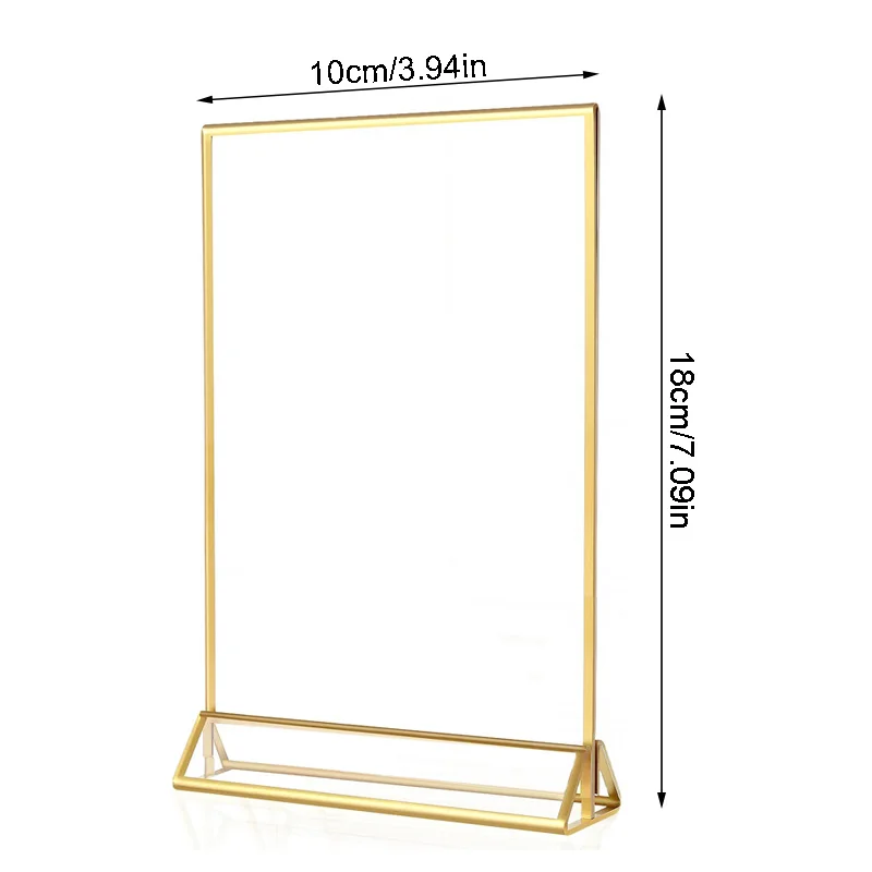 Transparent Acrylic Signage Display Stand Multipurpose Double-sided Gold Frame Wedding Number Plate Table Flyer Menu Card Rack