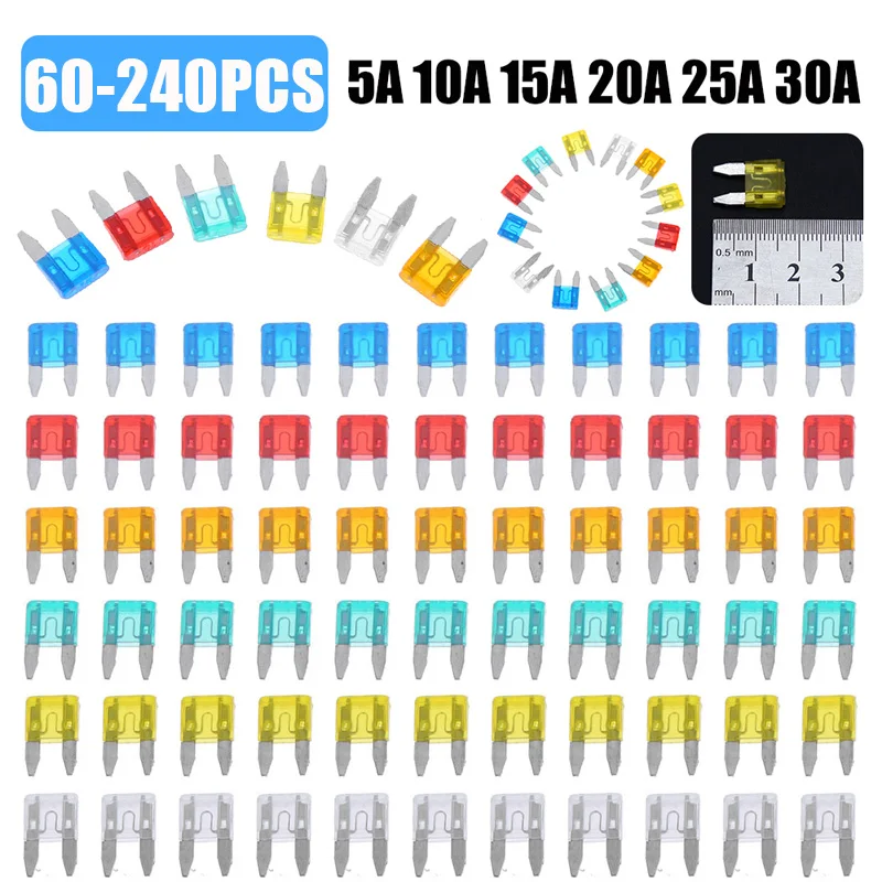 Car Fuses Kit 60-240Pcs 5A 10A 15A 20A 25A 30A Mixed Set for Auto Car Styling Cars Truck Blade Fuses car fuses kit circuit adapters and fuse set