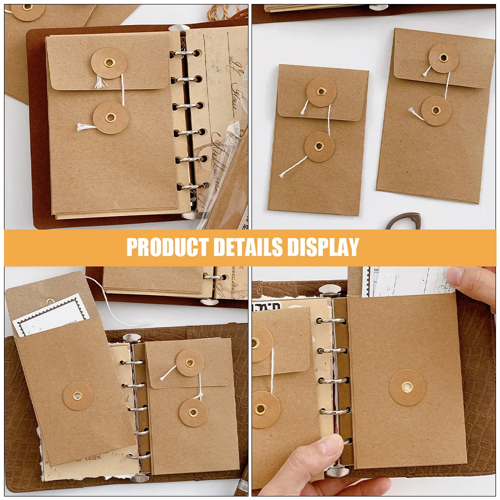Retro Information Bag Office Envelopes Craft Vintage Greeting Cards Button 5 Pcs