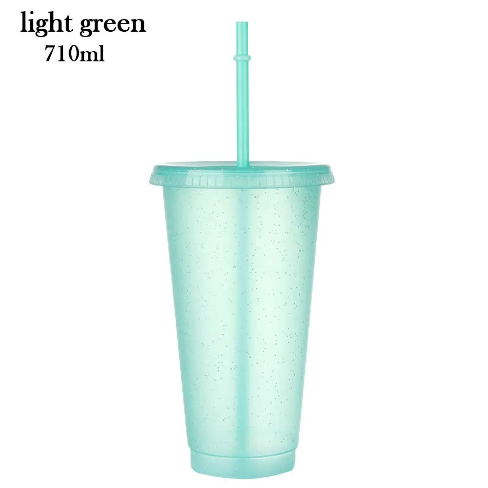 5 Pack Reusable Glitter Water Cups With Straw Lid 480/700ml Outdoor Straw  Cup Water Bottles - Snngv