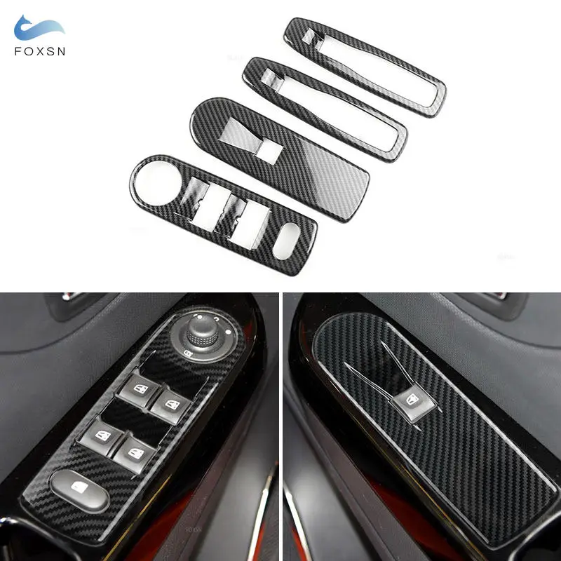 

Carbon Fiber Texture Car Inner Door Armrest Panel Window Switch Button Frame Cover Trim For Renault Clio 4 Clio4 2013-2016 LHD