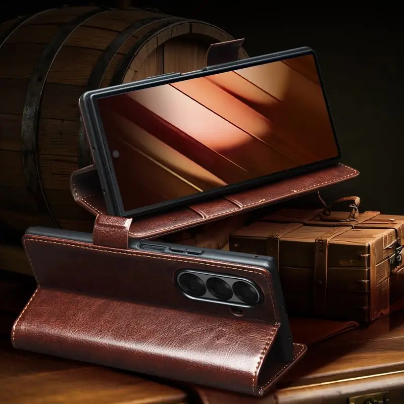 QIALINO Premium Genuine Leather Wallet Cover - Natural Cowhide Finish