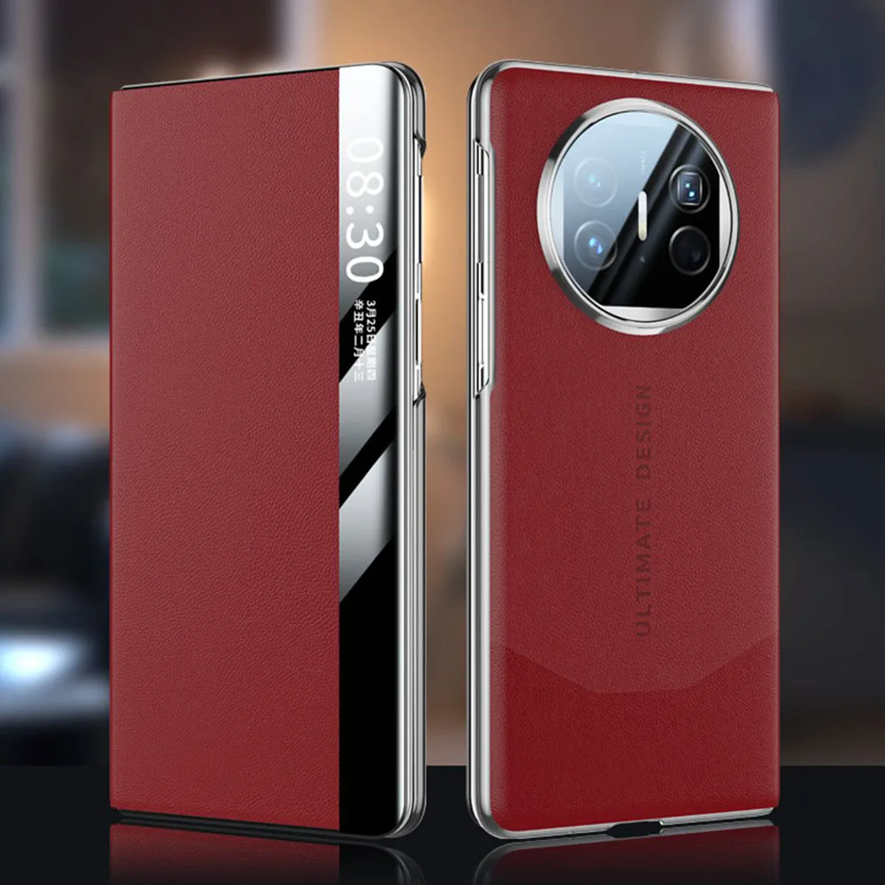 

Чехол из натуральной кожи для Huawei Mate X5, умный чехол с окошком для Huawei Mate X5, кожаный защитный чехол для телефона