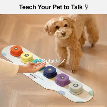 Mewoofun Voice Recording Button Pet Toys Dog Buttons for Communication Pet Training Buzzer Recordable Talking Button with Mat 6